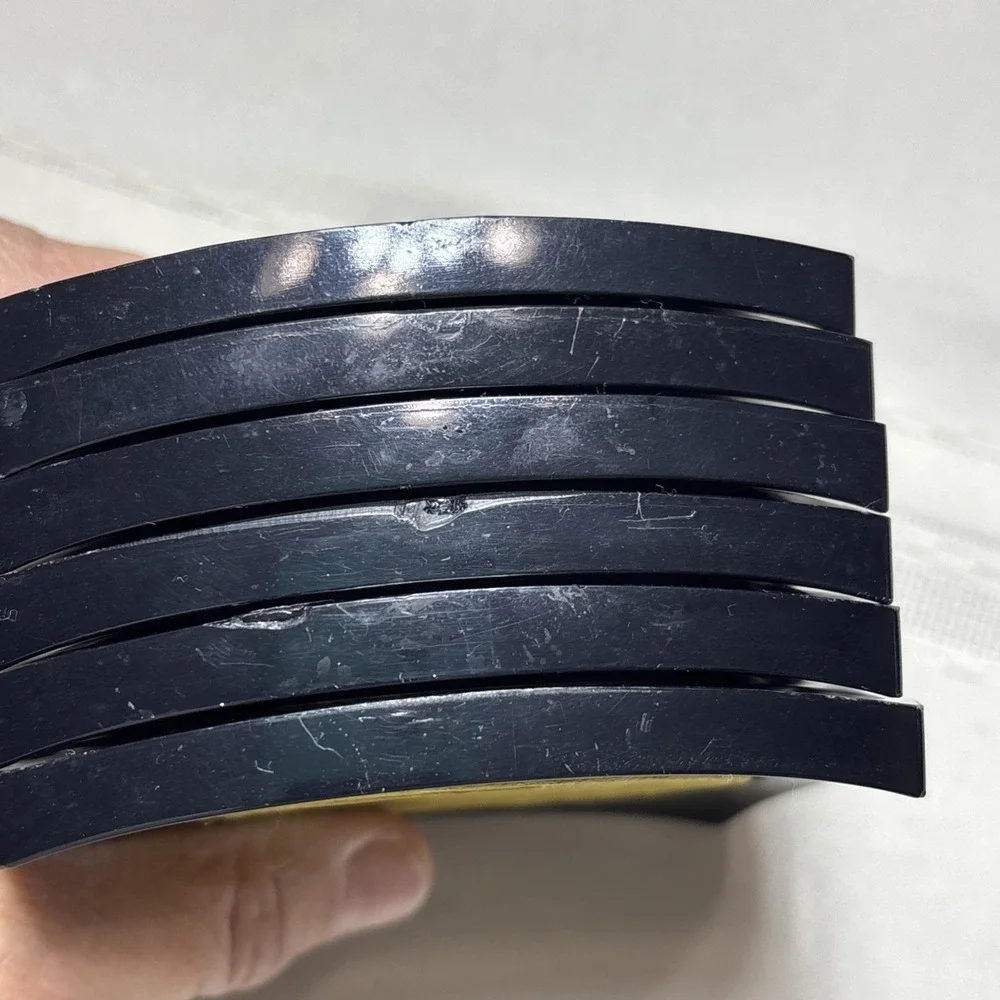 Vintage MCM Mid Century Set of 6 Plastic Drink Coasters Black Yellow